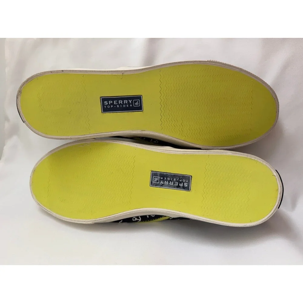Sperry Top-Sider Mariner NWOT Womens 11M Navy Lime Anchor Slip On Sneakers